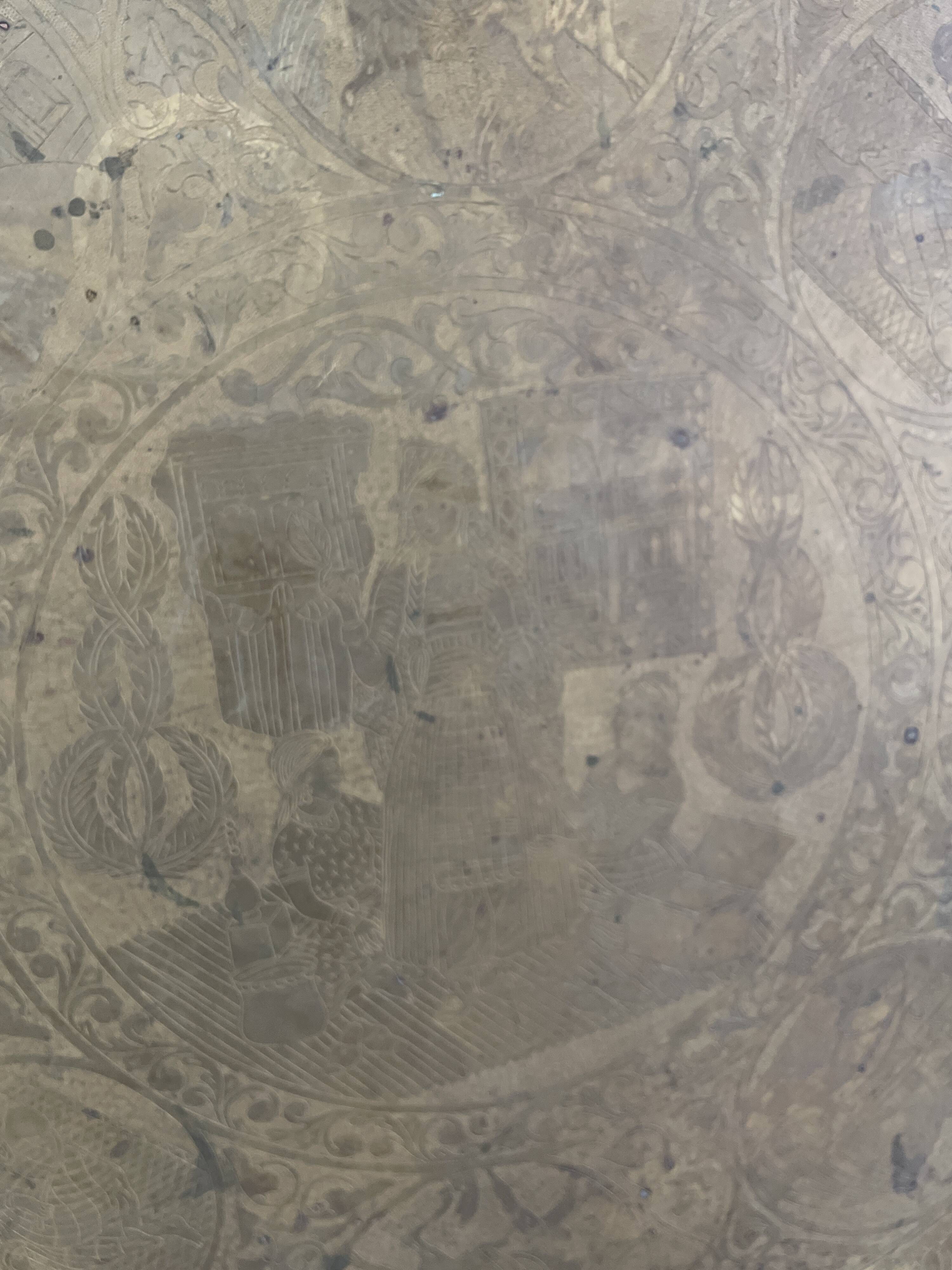 Ancient eastern brass plate engraved with Mamluk decoration – 96
