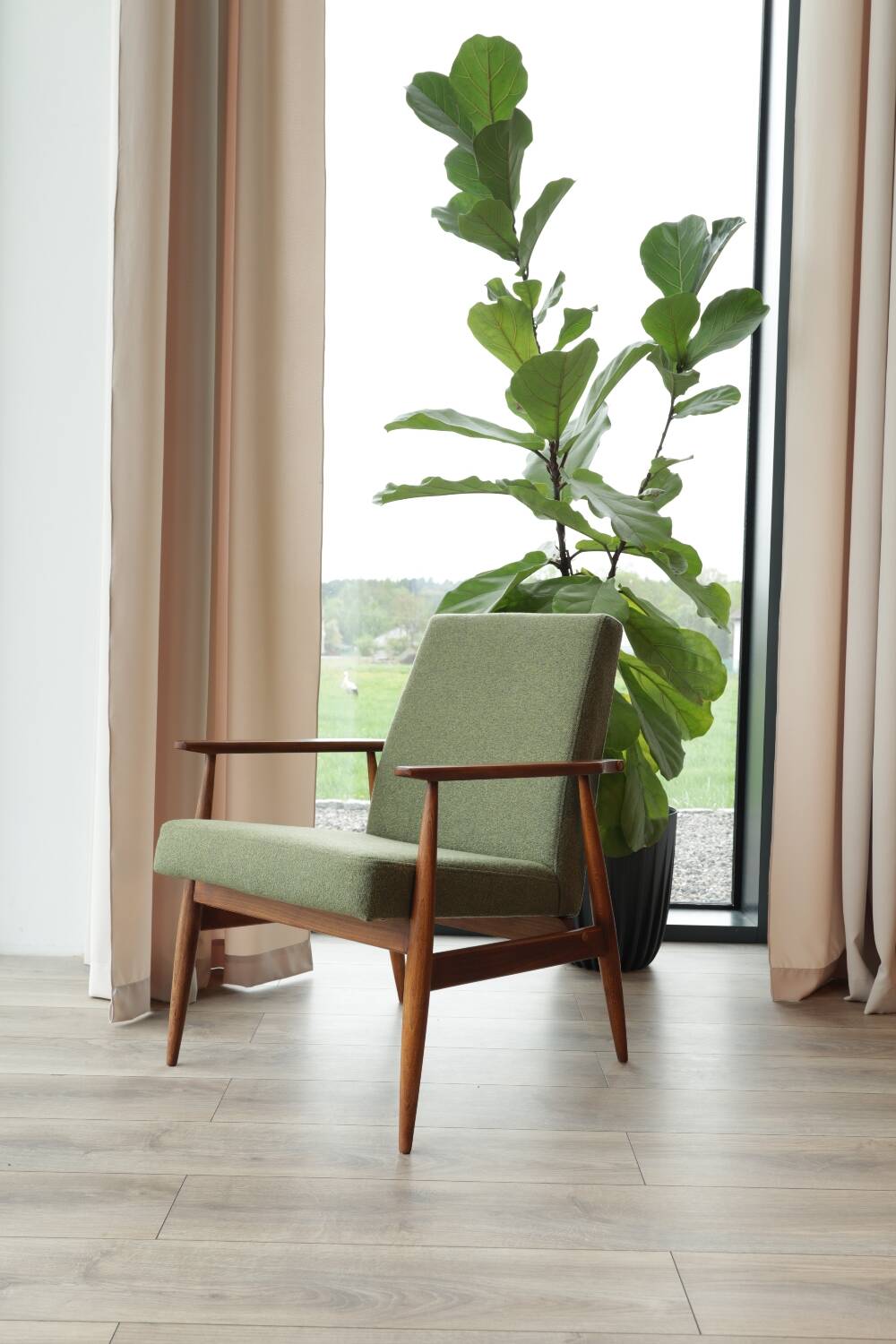 Vintage Sage Green Armchair by H.Lis