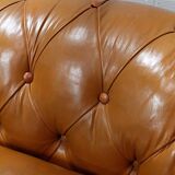 Canapé Chesterfield capitonné, en cuir – fin XIXe