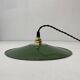 Ancienne paire suspensions industrielles emaillees vertes 24 cm