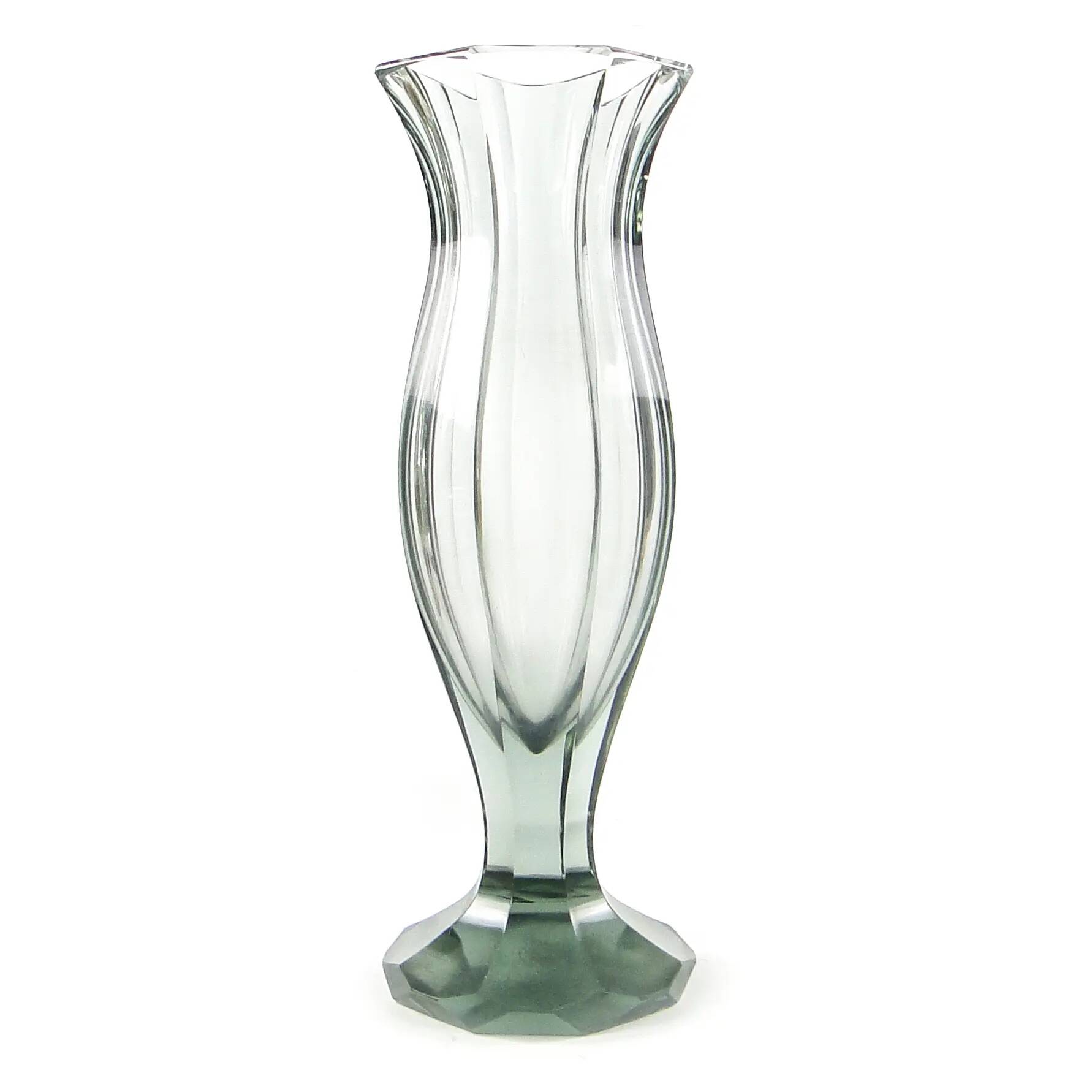 Vase, Art Deco, uranium crystal, Moser, Czechoslovakia, 1930s