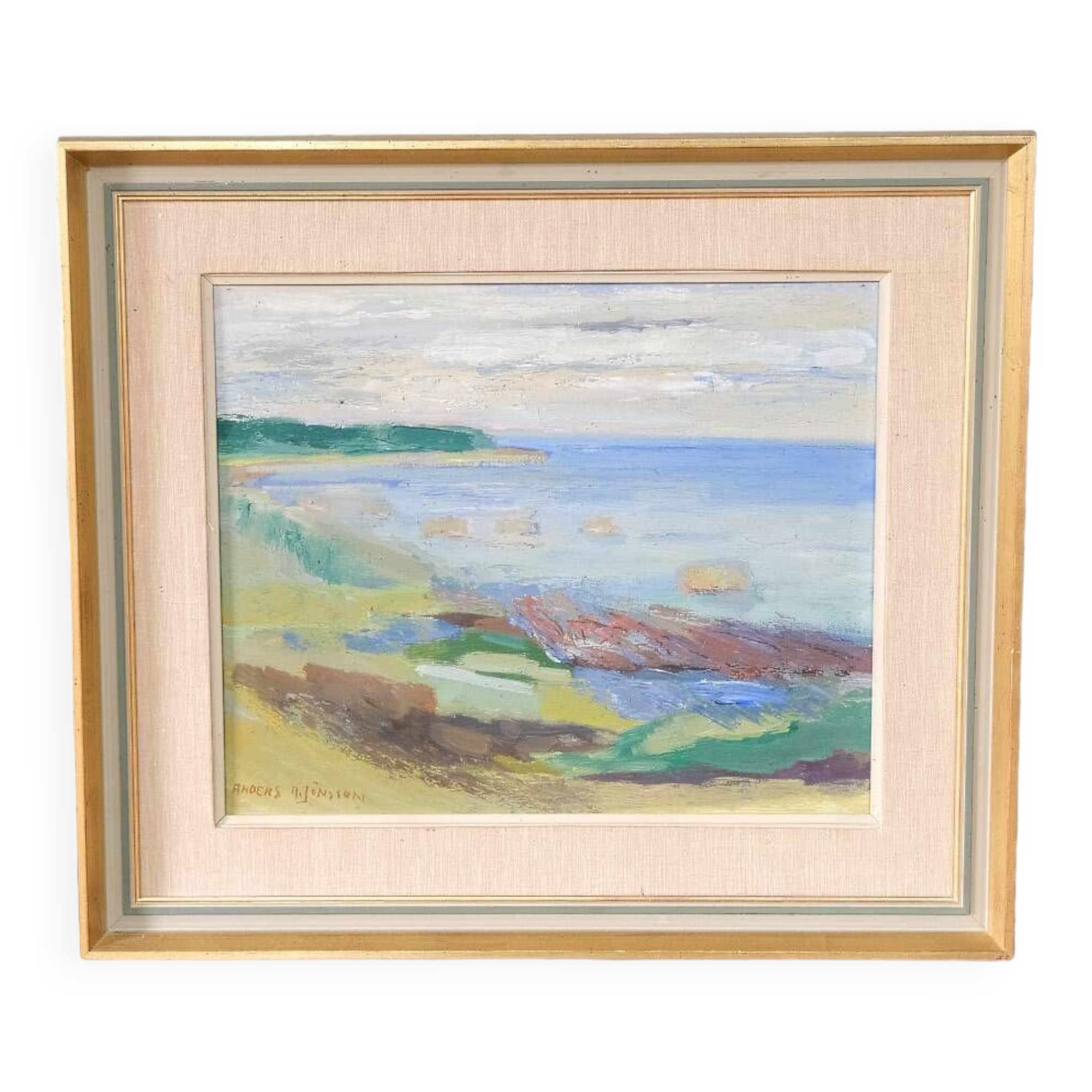 Anders A. Jonsson, Swedish Modern Landscape , 1950s, Oil on Panel, Framed