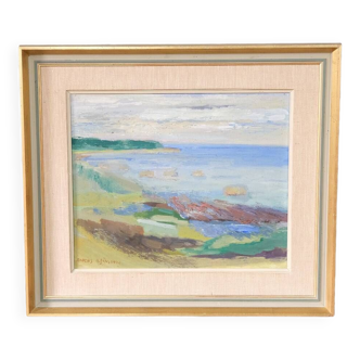 Anders A. Jonsson, Paysage moderne suédois, années 1950, huile sur panneau, encadré