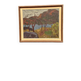 Huile sur panneau d'origine suédoise – « Arbres d'automne » par Svän Grandin – Signé
