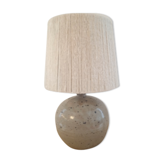 Vintage enamelled stoneware lamp with rope lampshade