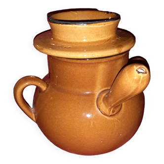 Pot in glazed earthenware with handles