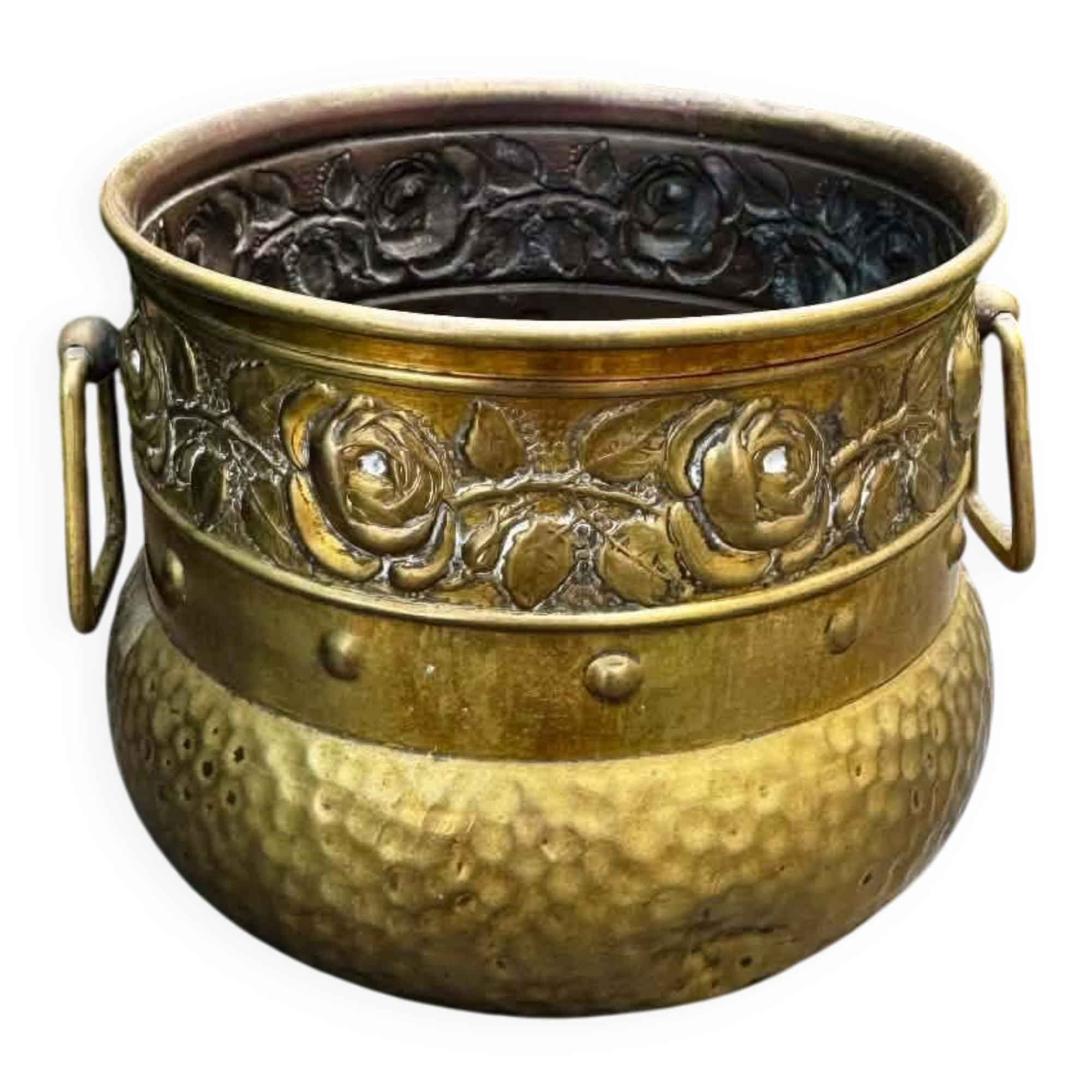 Brass Art Nouveau cache pot