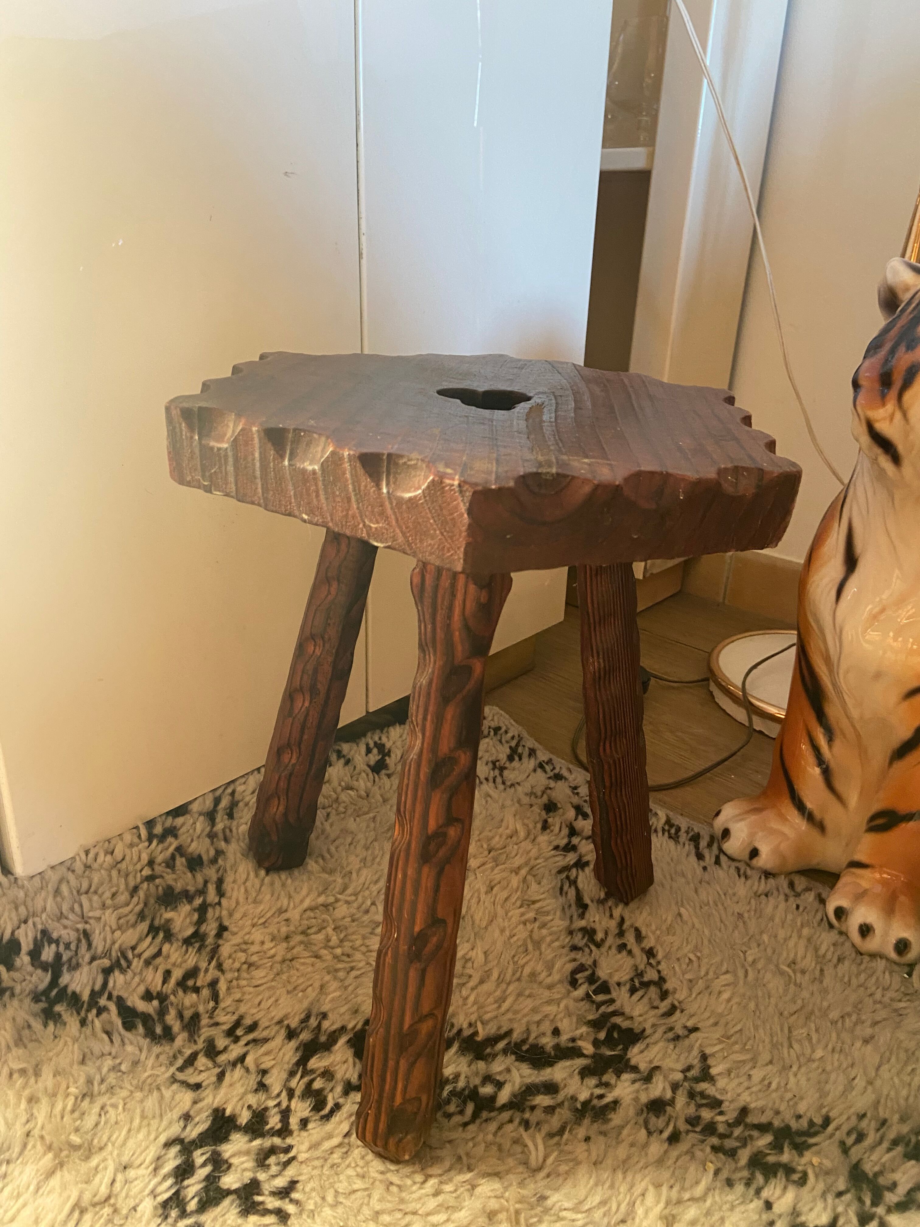 Vintage oak farmhouse stool