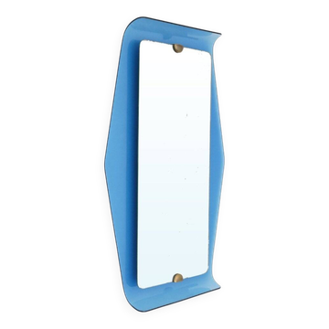 Miroir en verre bleu par Cristal Art, années 1950