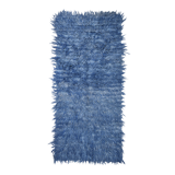 4x9 handmade wool blue vintage rug, 122x266cm