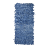 4x9 handmade wool blue vintage rug, 122x266cm