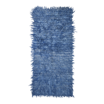 4x9 handmade wool blue vintage rug, 122x266cm