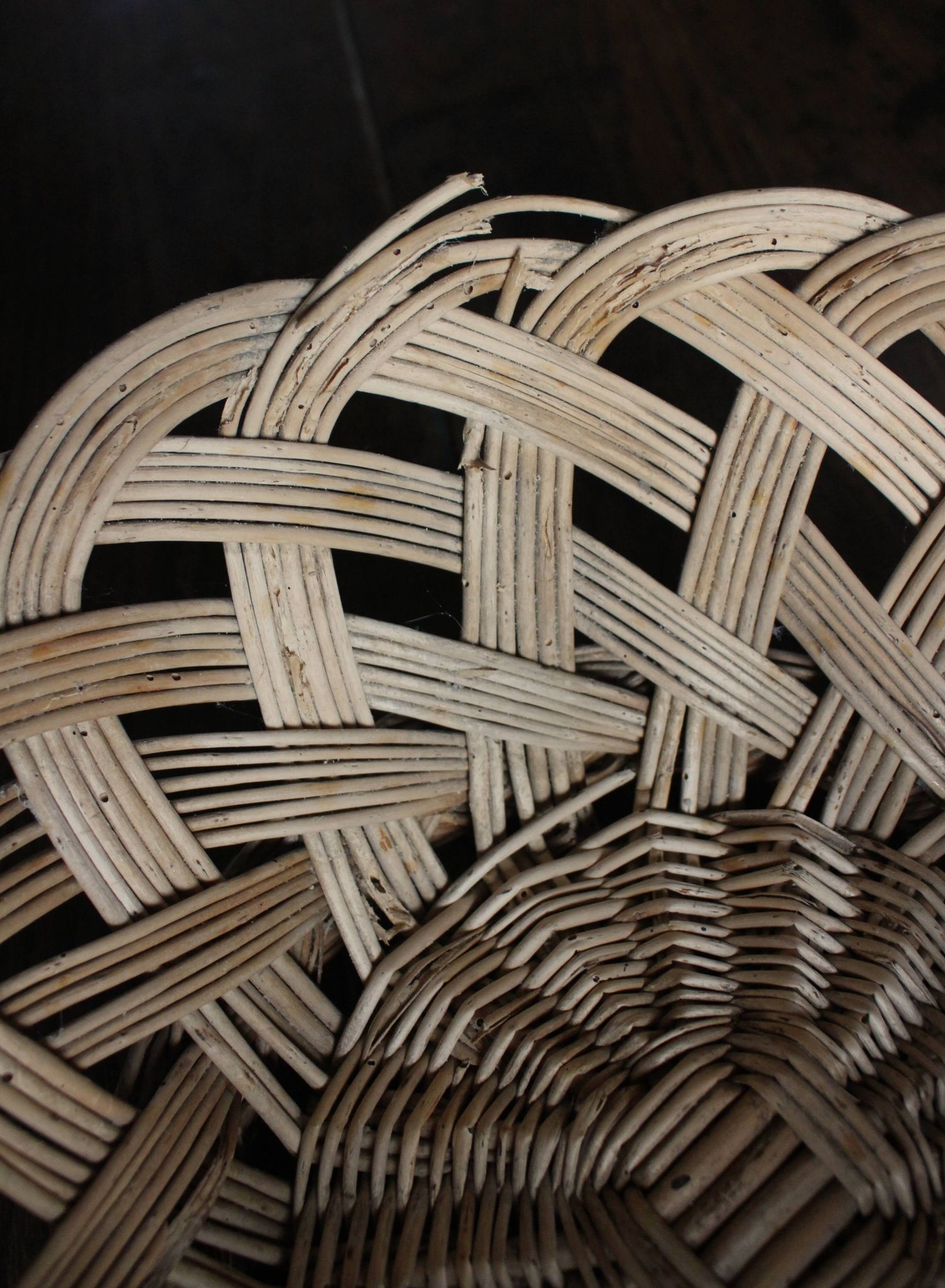 Large vintage woven wicker basket