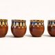 Set of 4 Bulgarian ceramic Troyan mugs from the 1970s, vintage glazed stoneware.