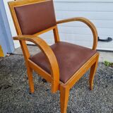 Fauteuil bridge art deco en skaï