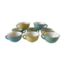 Set of 8 pastel colored cups Digoin Sarreguemines 50s