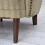 1960s, Danish armchair, light green furniture velour, beech wood.