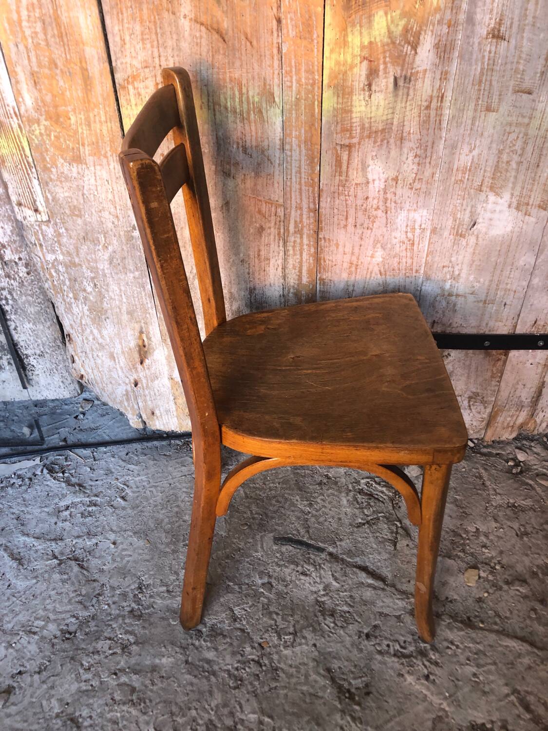 Old vintage baumann light wood bistro chair #a566