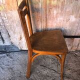 Old vintage baumann light wood bistro chair #a566