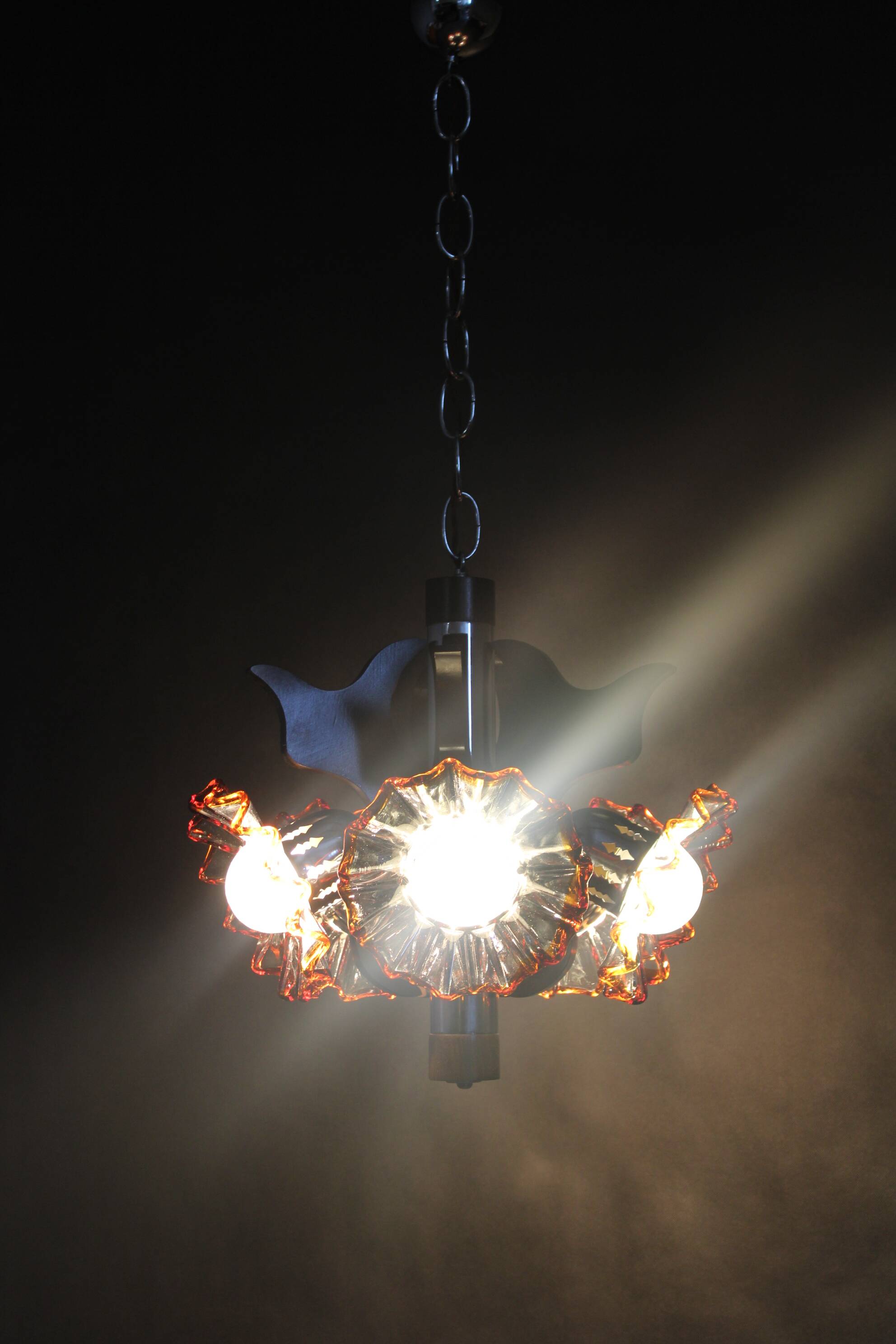 1970s Chandelier with Murano Glass Shades,Italy