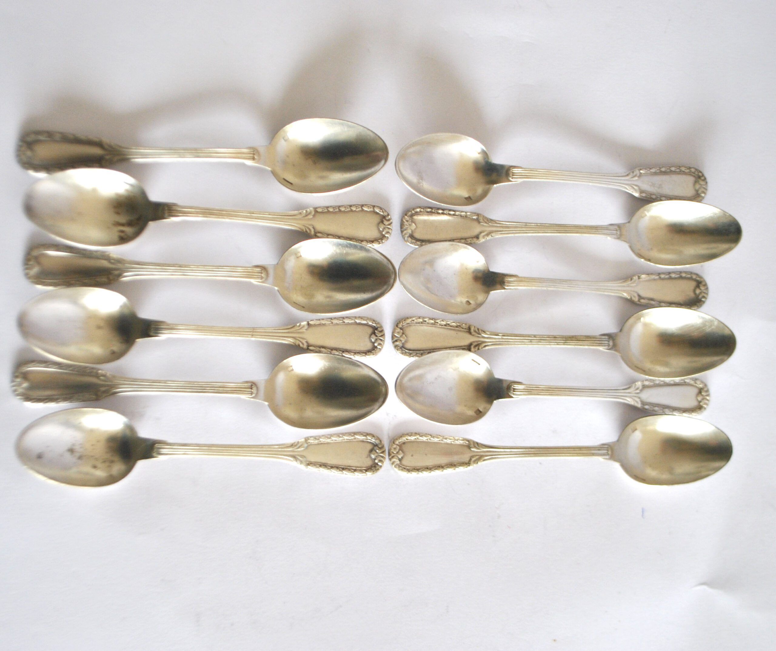 Lot of 12 classic silver-plated metal teaspoons 1900 Silversmith BOULENGER