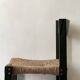 Bottle green patinated wooden straw chair, France 1950