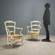 Antique baroque-style armchairs in lacquered wood from the 19th century.