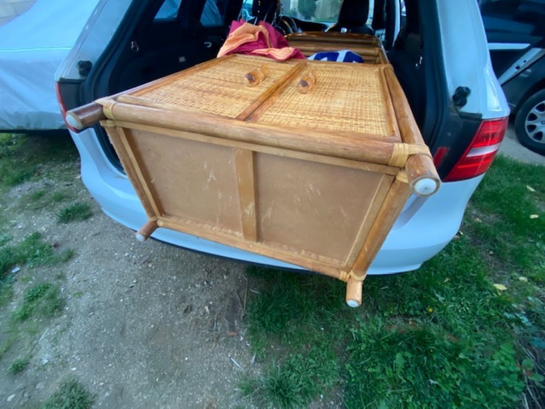Vintage rattan bookcase 70s