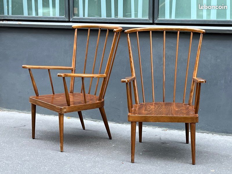 Pair of vintage baumann armchairs