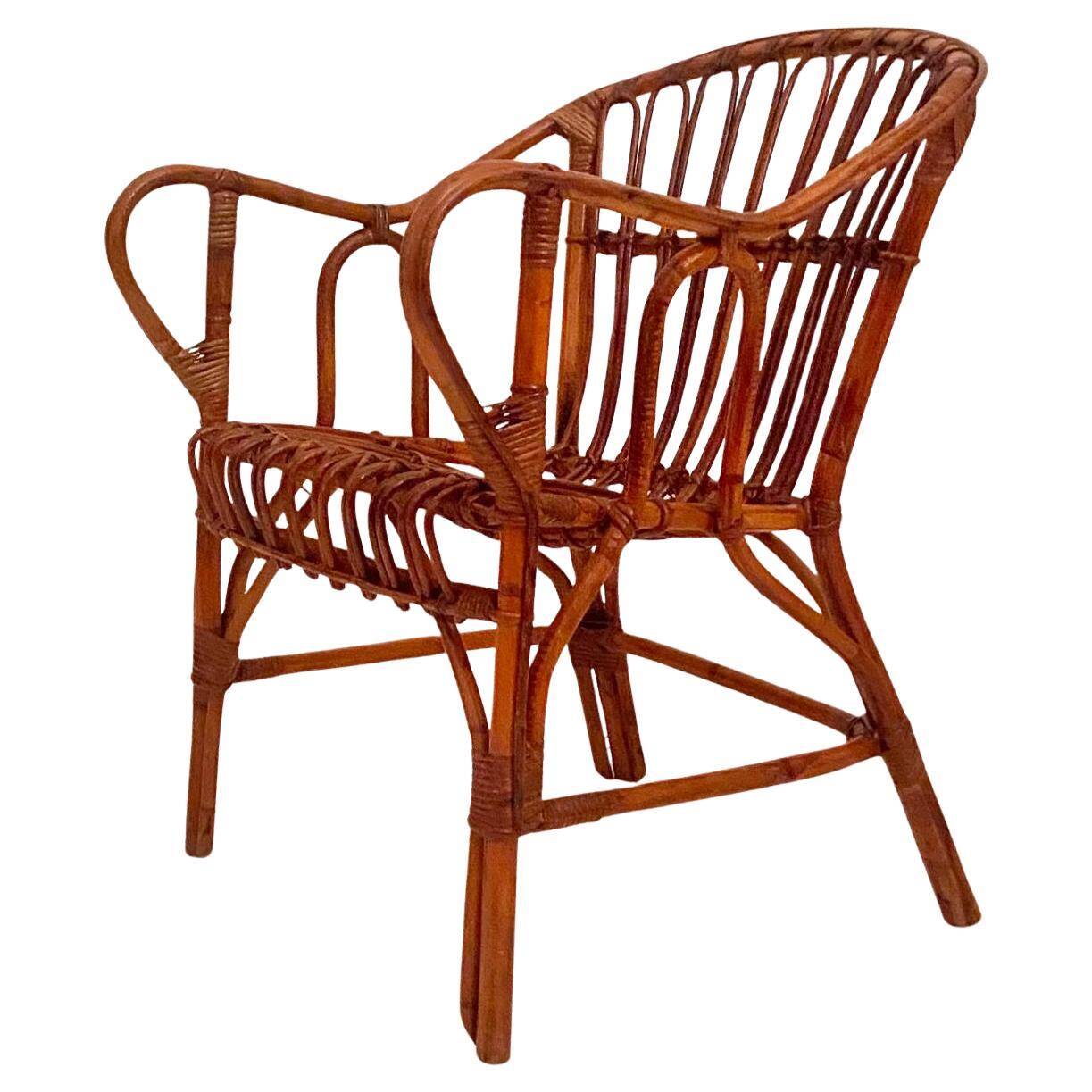 Mid Century Modern Bamboo Chairs and Table Set, Italy 1960s