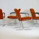 4 "space age" armchairs, chrome steel base