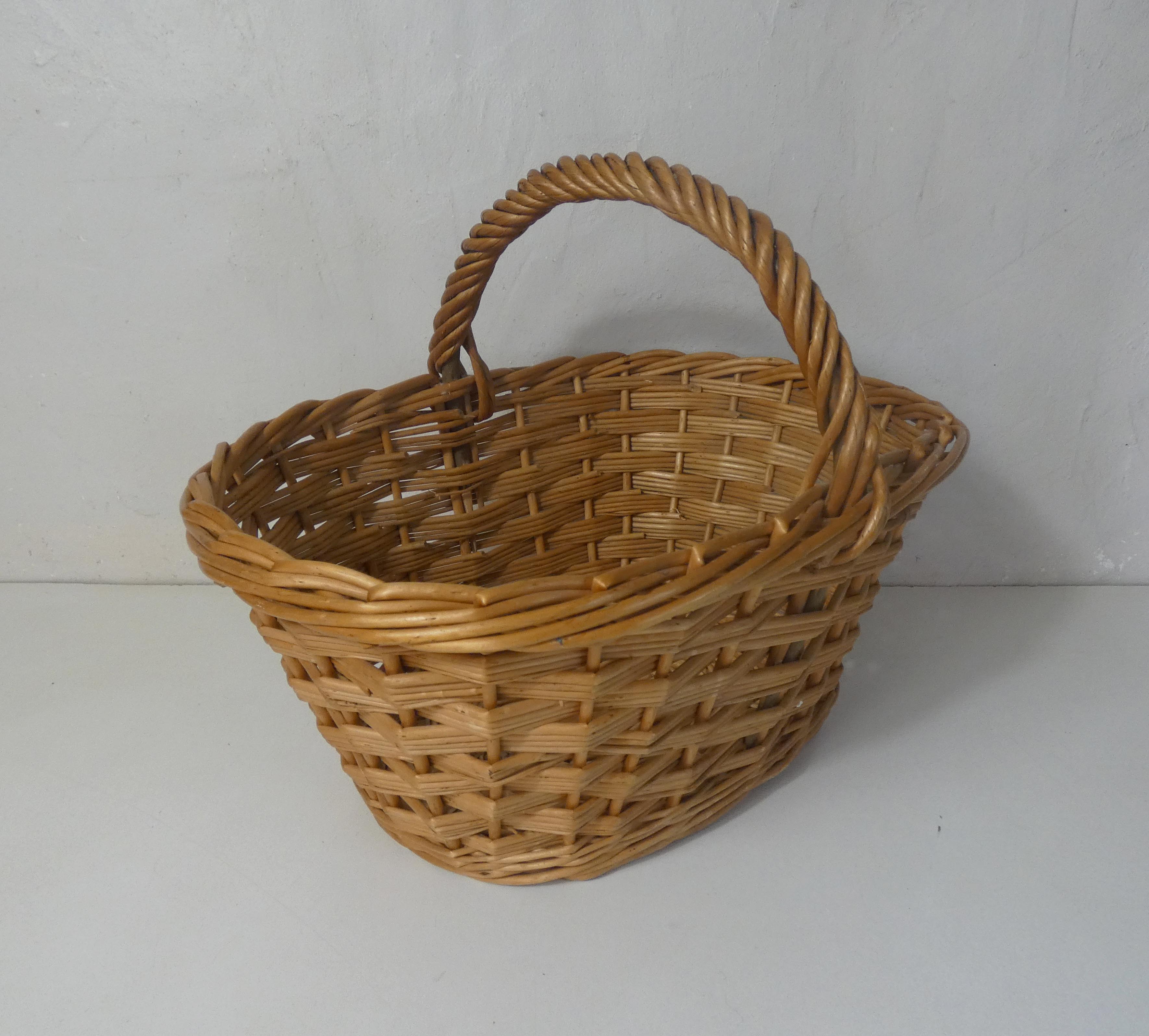 Vintage rattan mushroom basket