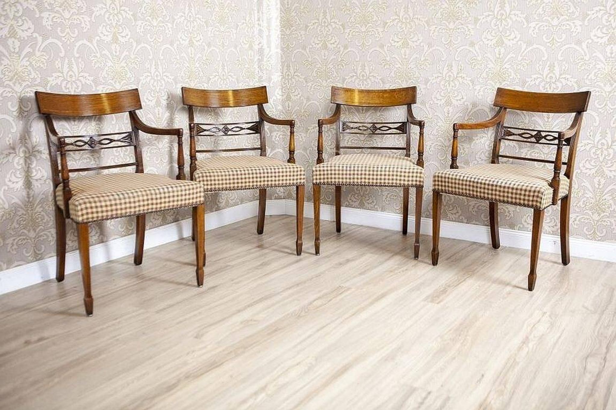 Vintage Oak Armchairs, 1940s, Set of 4