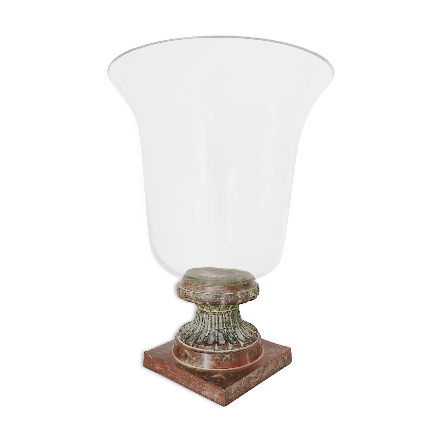 Metal foot glass vase