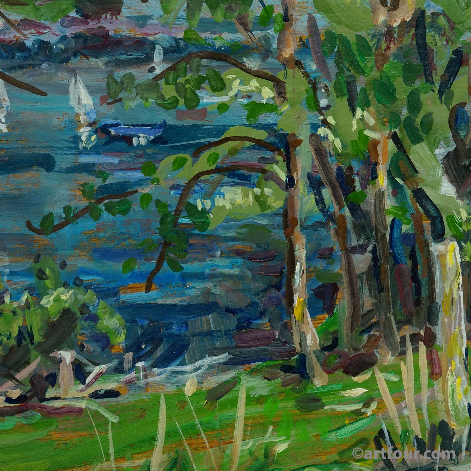Oil painting by Alexander Michael - Chiemsee near Mittendorf 1990