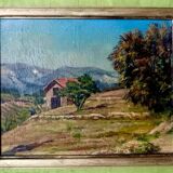1920s French Impressionist Oil on Panel – Signed Provence Farmhouse Landsca
