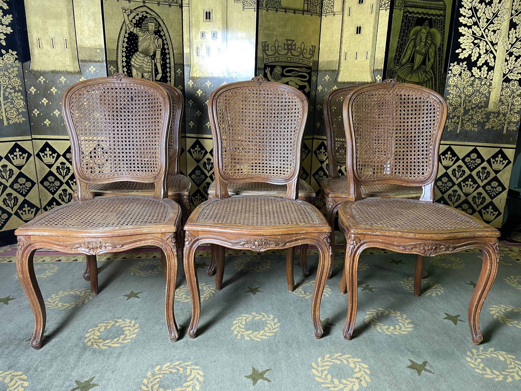 Suite of 6 Louis XV style chairs in canning