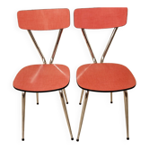 Paire de chaises tublac formica rouge pieds métal chromé