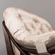 Fauteuil en tissu beige 70s vintage moderne