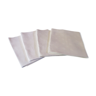 4 old white linen damask towels