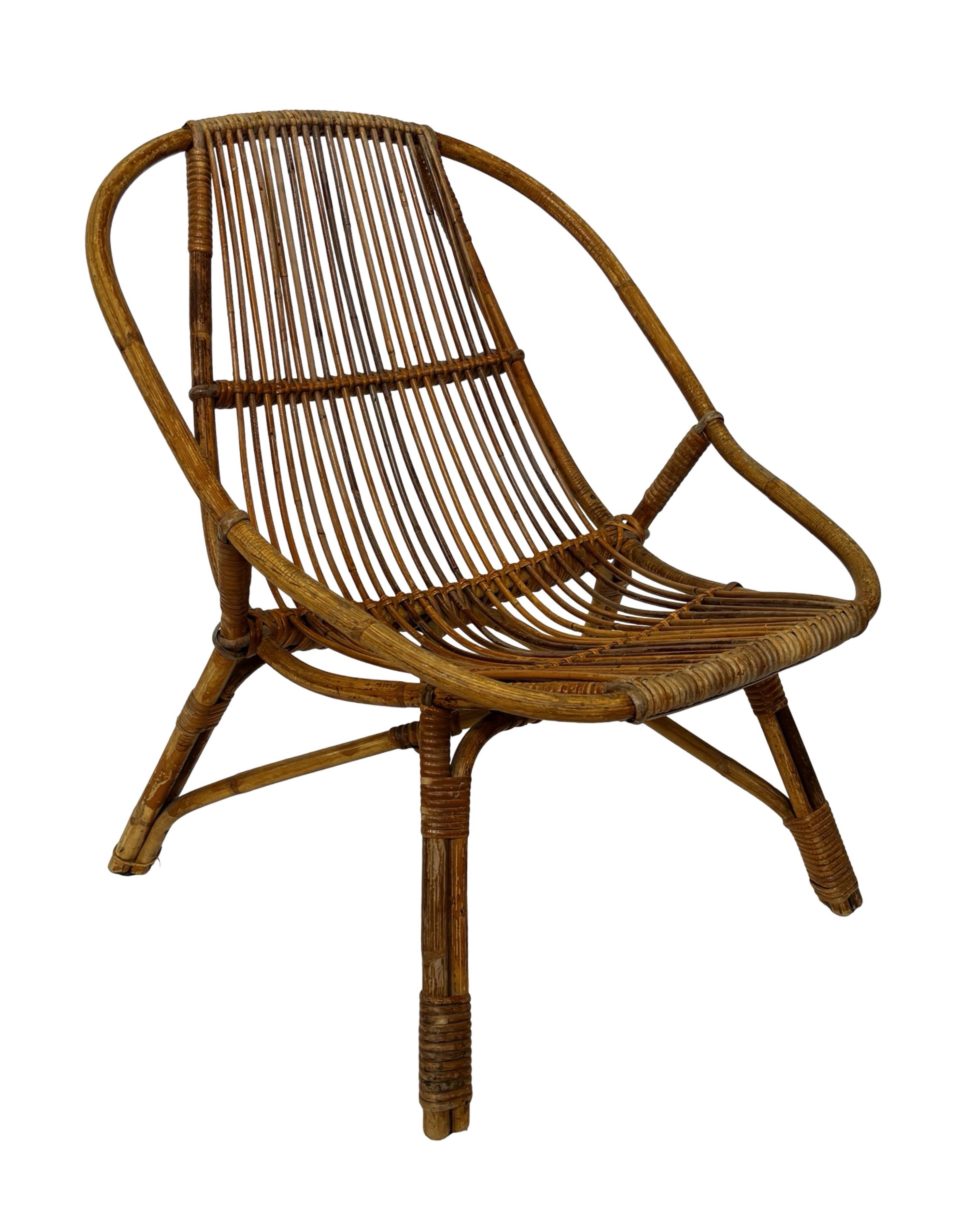 Vintage Rattan Chair Dirk Van Sliedregt Rohe Noordwolde 1960
