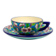 Cup and saucer "apple blossom" D188, Longwy enamels, 1930