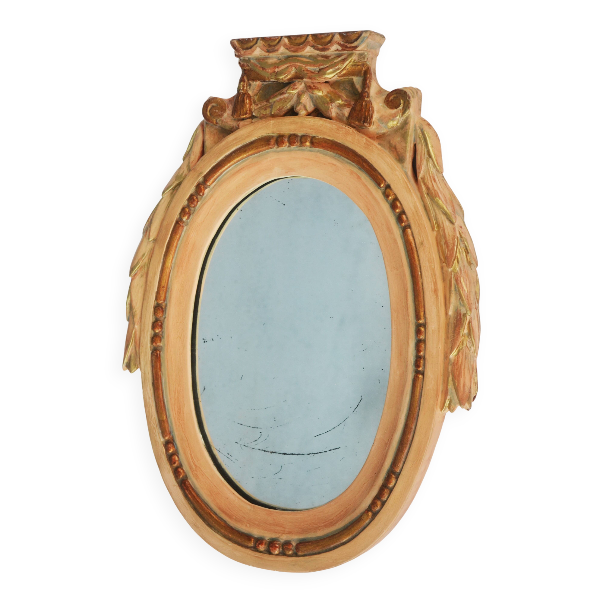 Antique Gilded Wood Mirror a Fronton Louis XVI Style