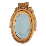 Miroir ancien à fronton en bois doré de style Louis XVI