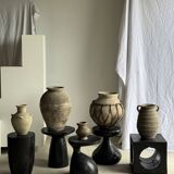 Pawn Black - Stool, side table, end table in solid mango wood.