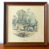 Set of 4 framed antique prints - 4 seasons