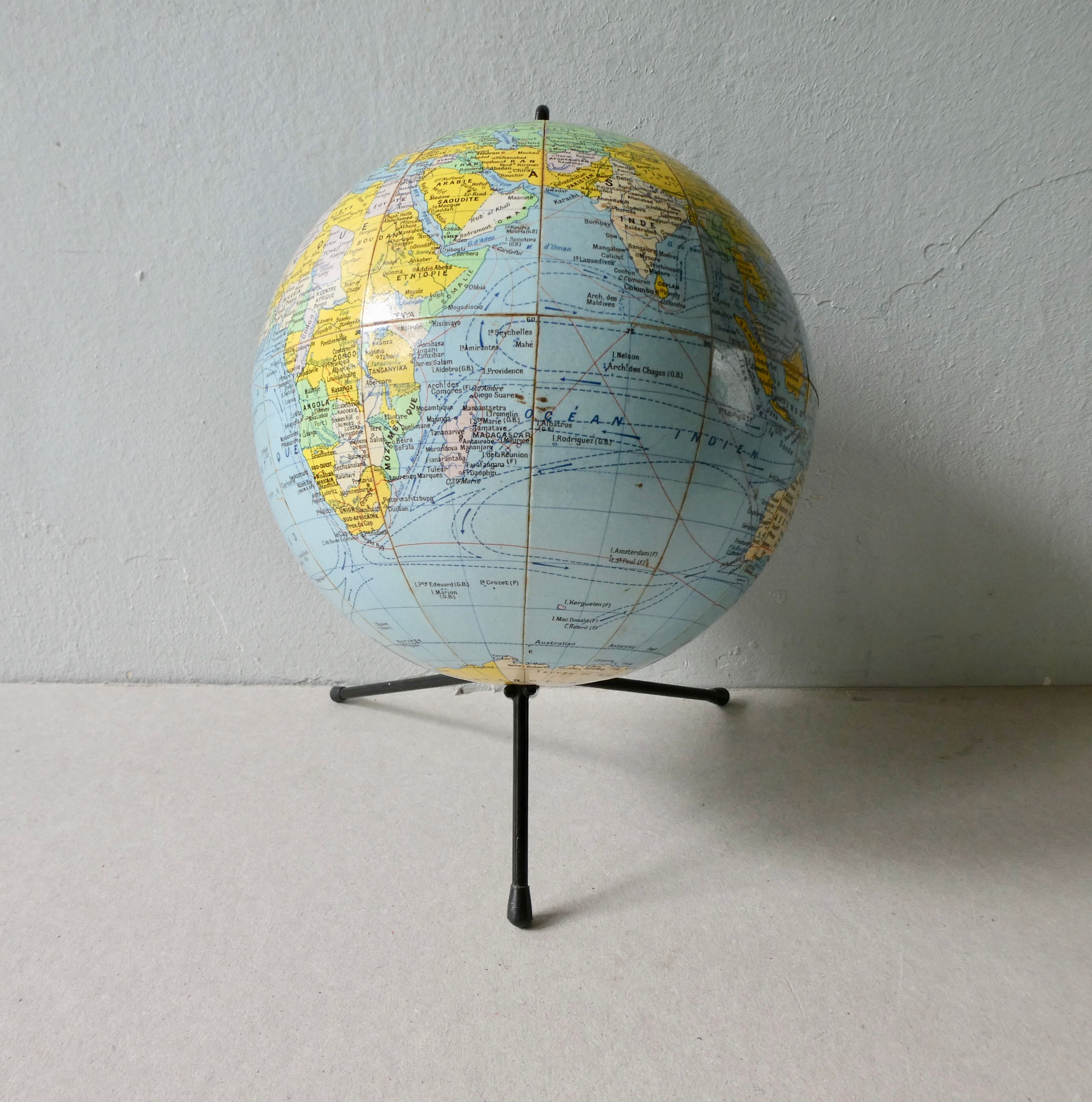 Globe, World Map Girard and Barrere 60s