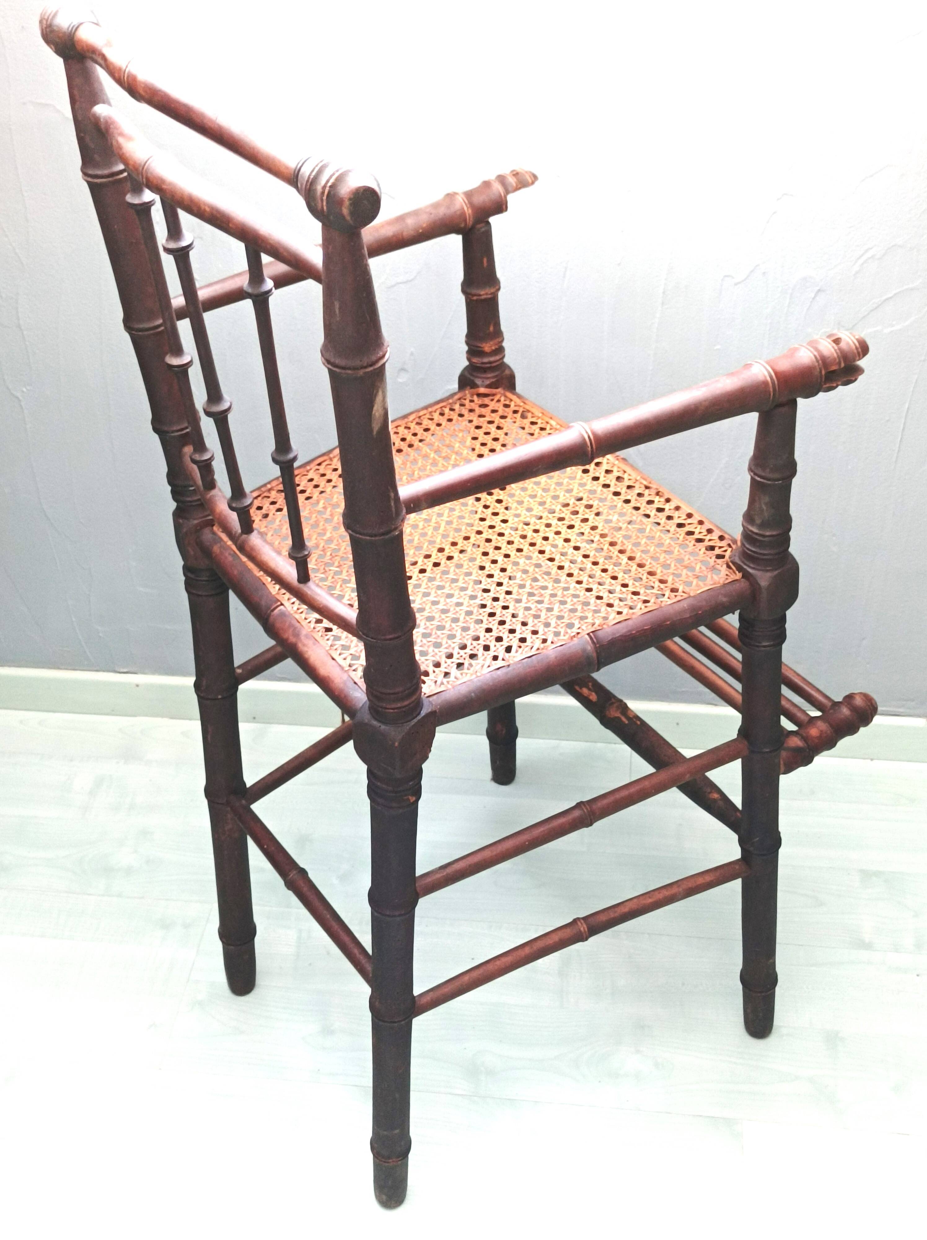 Art Deco caned children's high chair