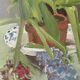 Still life painting vintage flower pot 70s