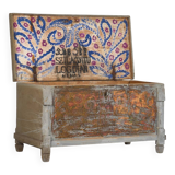Malle de rangement ancien en bois massif (vers 1890)